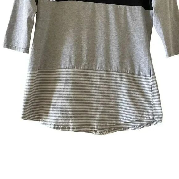 Hount Womens 3/4 Sleeve Back Lace Tops Round Neck Striped T-Shirts SZ M #1180 - Picture 4 of 13